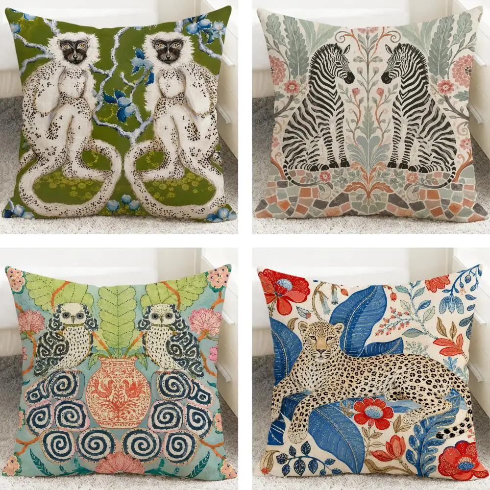 Aesthetic V-Vintage Y-Y2K Cushion Cover Cushion Covers Natural Linen Breathable Sofa Bedroom Decor Pillowcase