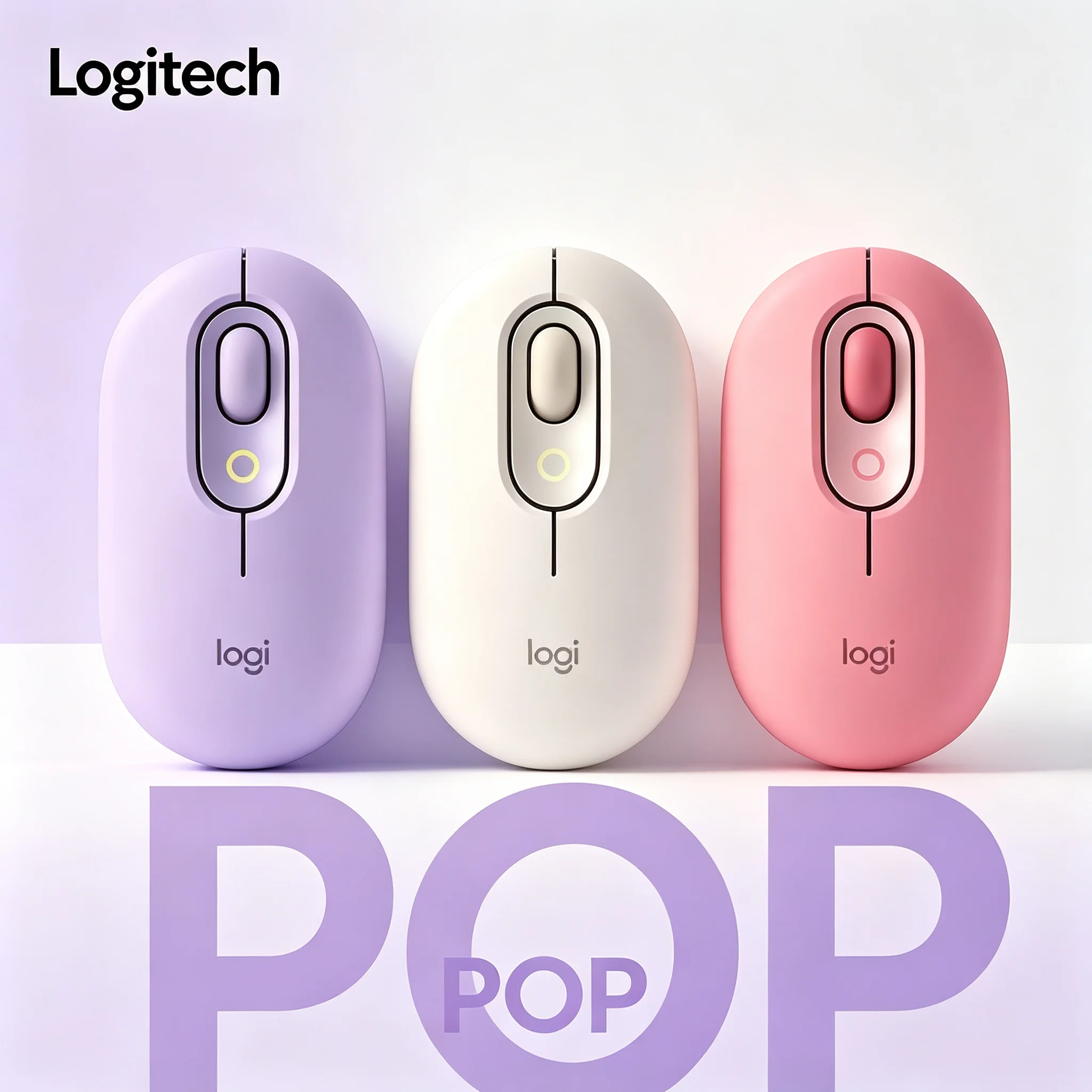 Original Logitech POP Mouse Multi-Device Bluetooth Wireless Silent Mouse Ergonomic Cute Mice For Mac Windows Notebook Computer