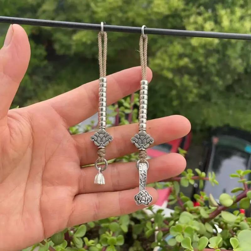 Tibetan Silver Counter Side Hanging Pair Accessory for Full 108 DIY Pixin Vajra Set Handmade Unisex Elegant Fine Top Super Gift