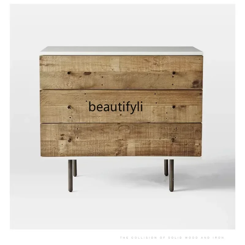 K132 Nordic Modern Minimalist Classical Southeast Asian Style Retro Distressed Side Cabinet Three-Bucket Cabinet storage cabinet