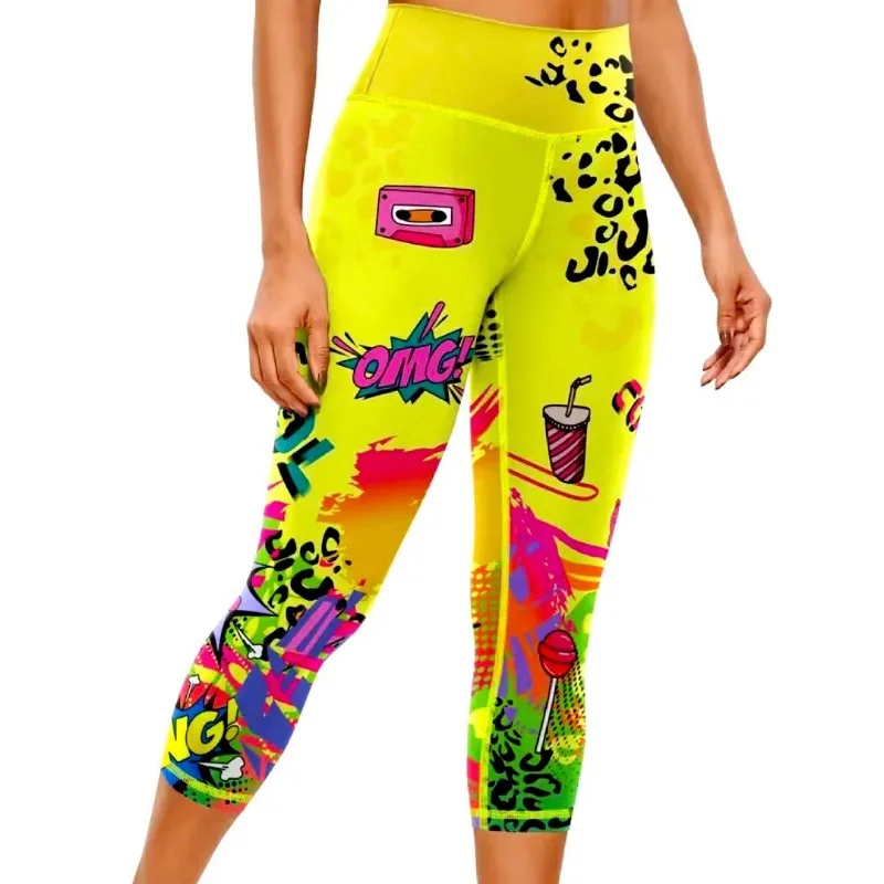 Nieuwe Modieuze Print Zomer Cropped Broek Heup Lifting Outdoor Sport Fitness Met Hoge Elasticiteit Yoga Kuit-Lengte Broek