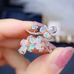 Brilliant Opal Ring for Vacation 3mm*4mm Natural Opal Silver Ring 925 Silver Jewelry  Rings for Women