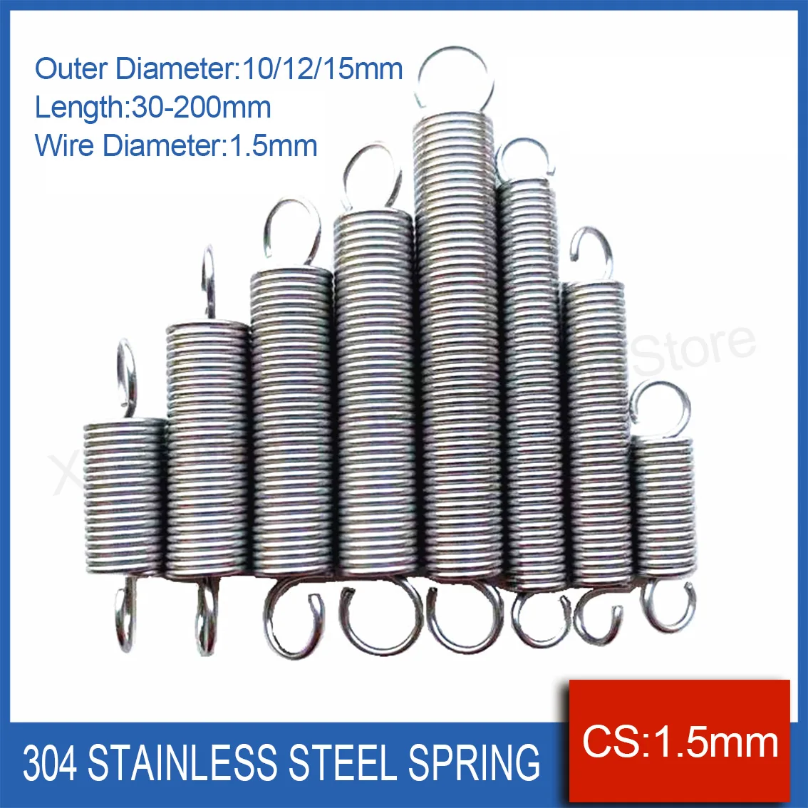 

CS 1.5mm 304 Stainless Steel Tension Spring Double Hook Pullback Spring Draught Spring OD10/12/15mm for Oven Sliding Door Spring