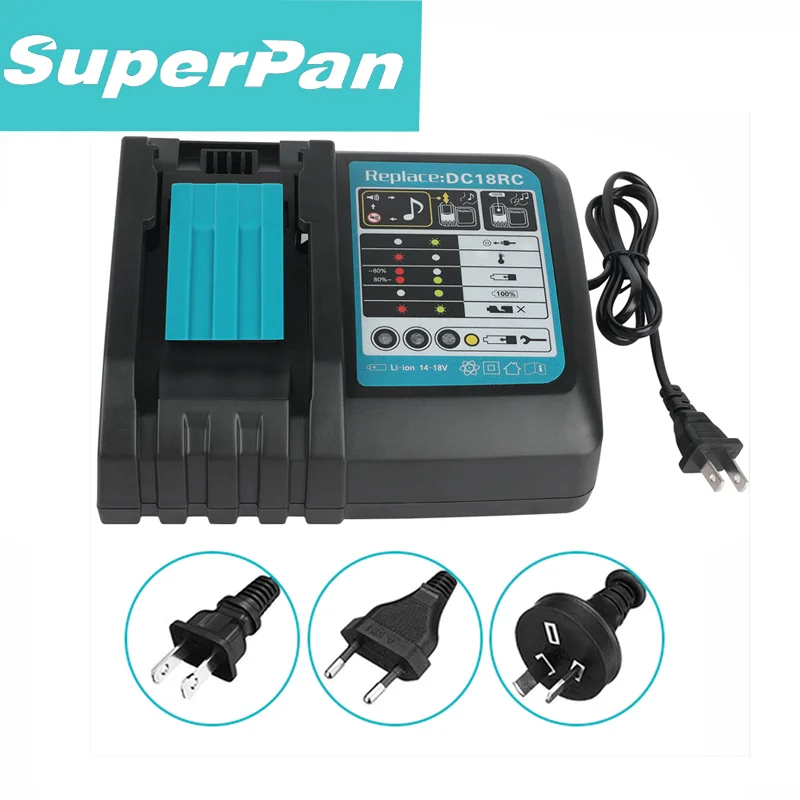 Superpan DC18RC Li-ion Battery Charger For Makita 14.4V 18V BL1830 Bl1430 DC18RF BL1815 BL1415 LXT400 BCl180W DC18RD DC18RE