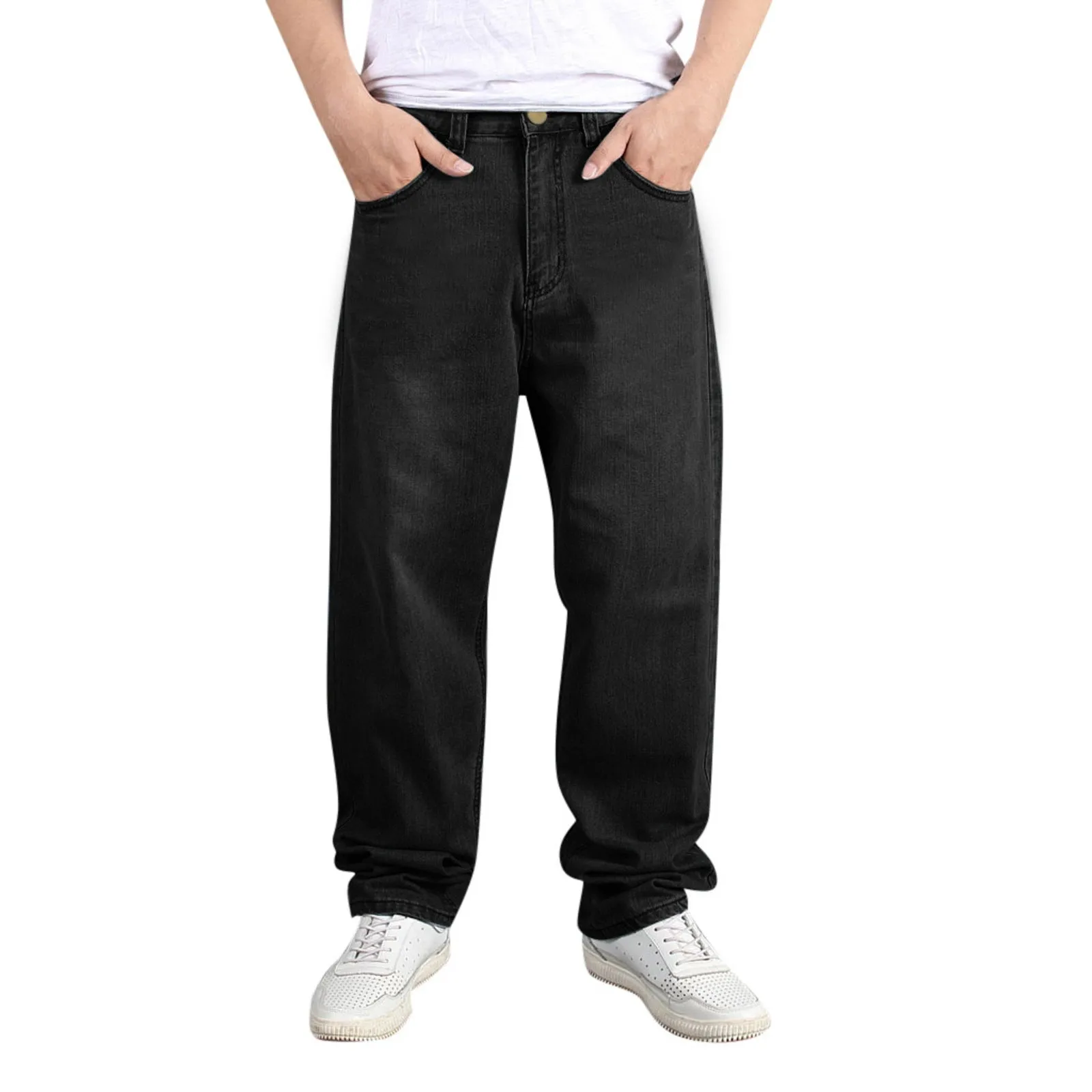 

Mens Loose Large Size Fat Casual Fashion Hip Hop Street Dance Denim Trousers h House