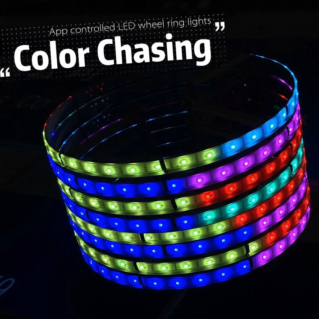 Free Sample Car Decoration Lights 12V 15 Inch Custom Size Wheel Lights For Trucks RGB Multi-Colors Chasing Wheel Lights