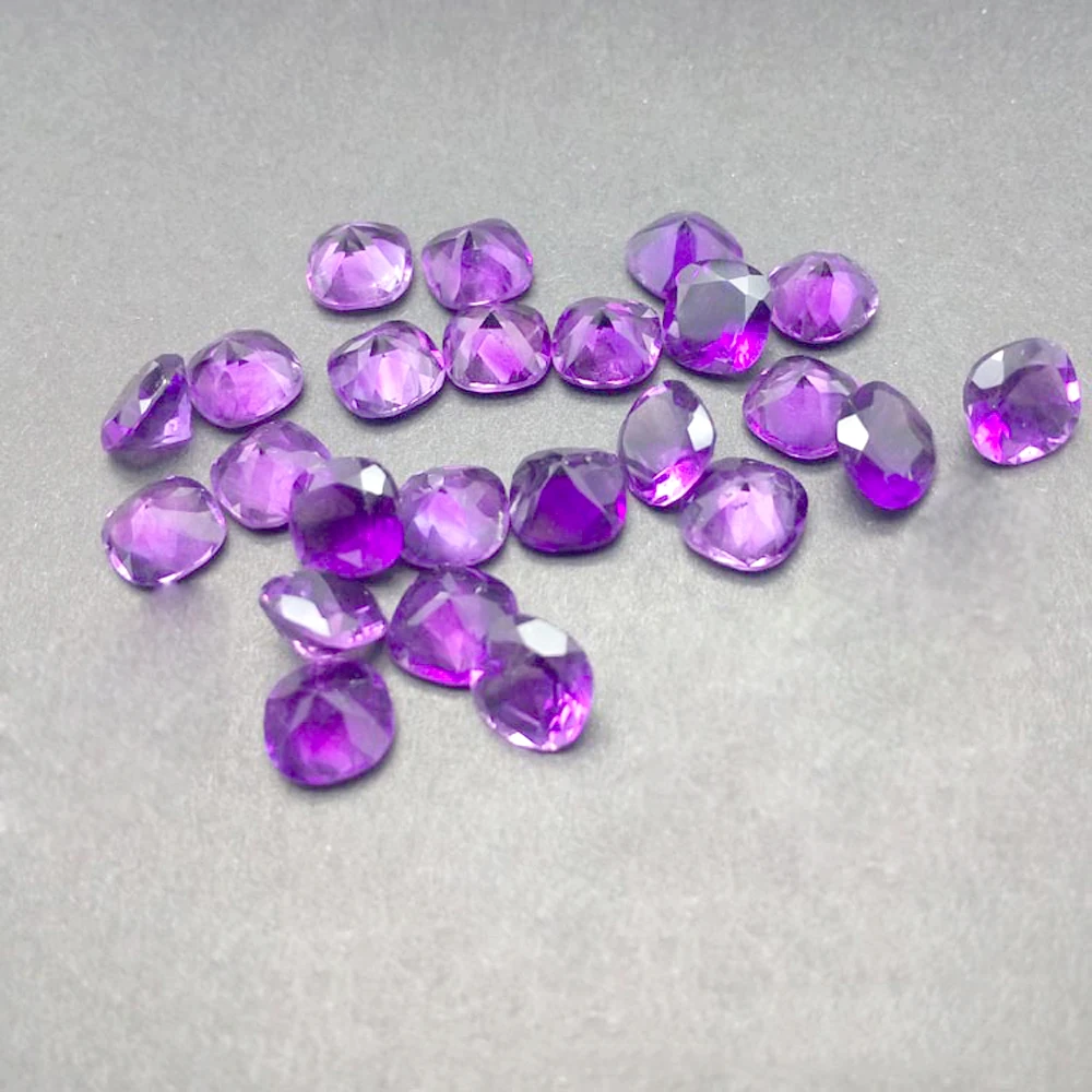 

50pcs 100% Real Natural Amethyst Cushion Square Facet 4x4mm-6x6mm Three Colors Purple Eye Clean Semi-gems Loose stone For Jewery