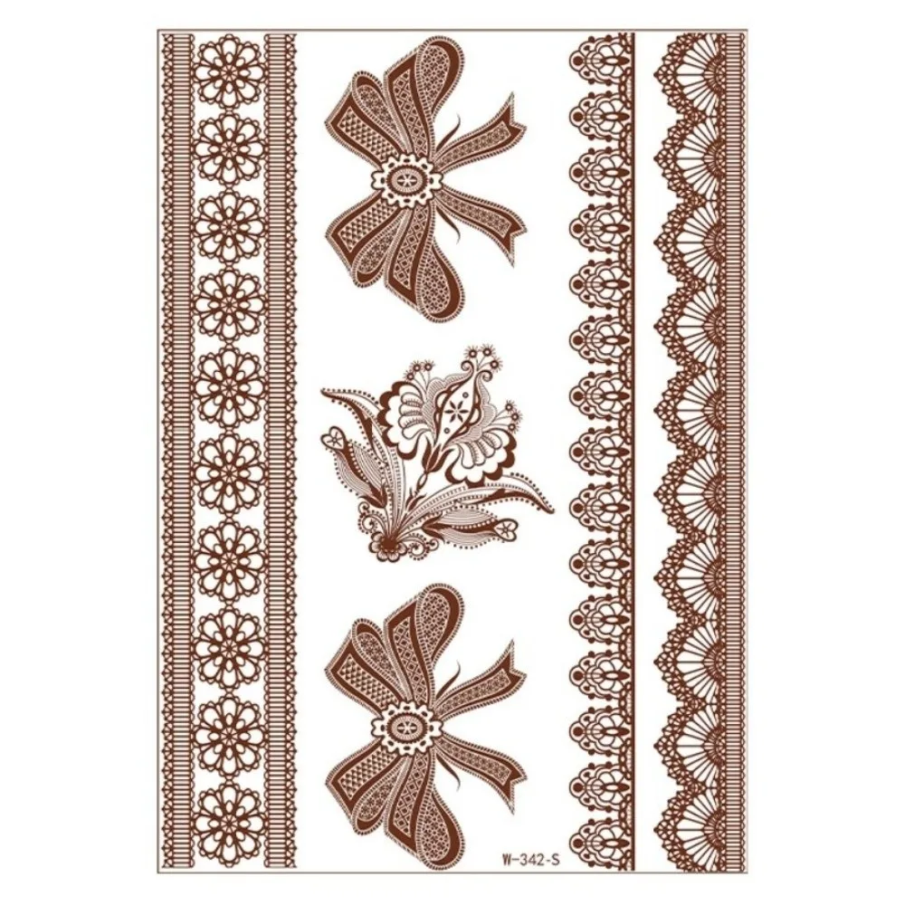 

Red Mehndi Stickers Henna Tattoo Stickers Lace Fake Tattoo Wedding Tool Temporary Tattoo Legs Arm Waterproof Body Art Sticker