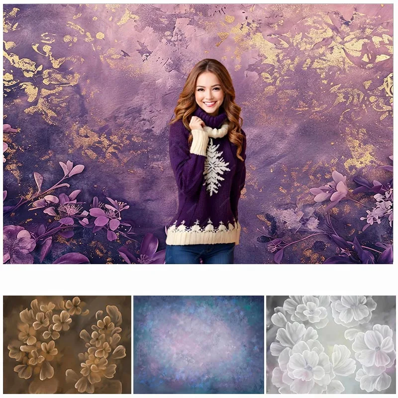 

LS Photography Background Abstract Hand-Painted Flowers Decoration Backdrop For Aldult Female Ladies Portrait Studio Props