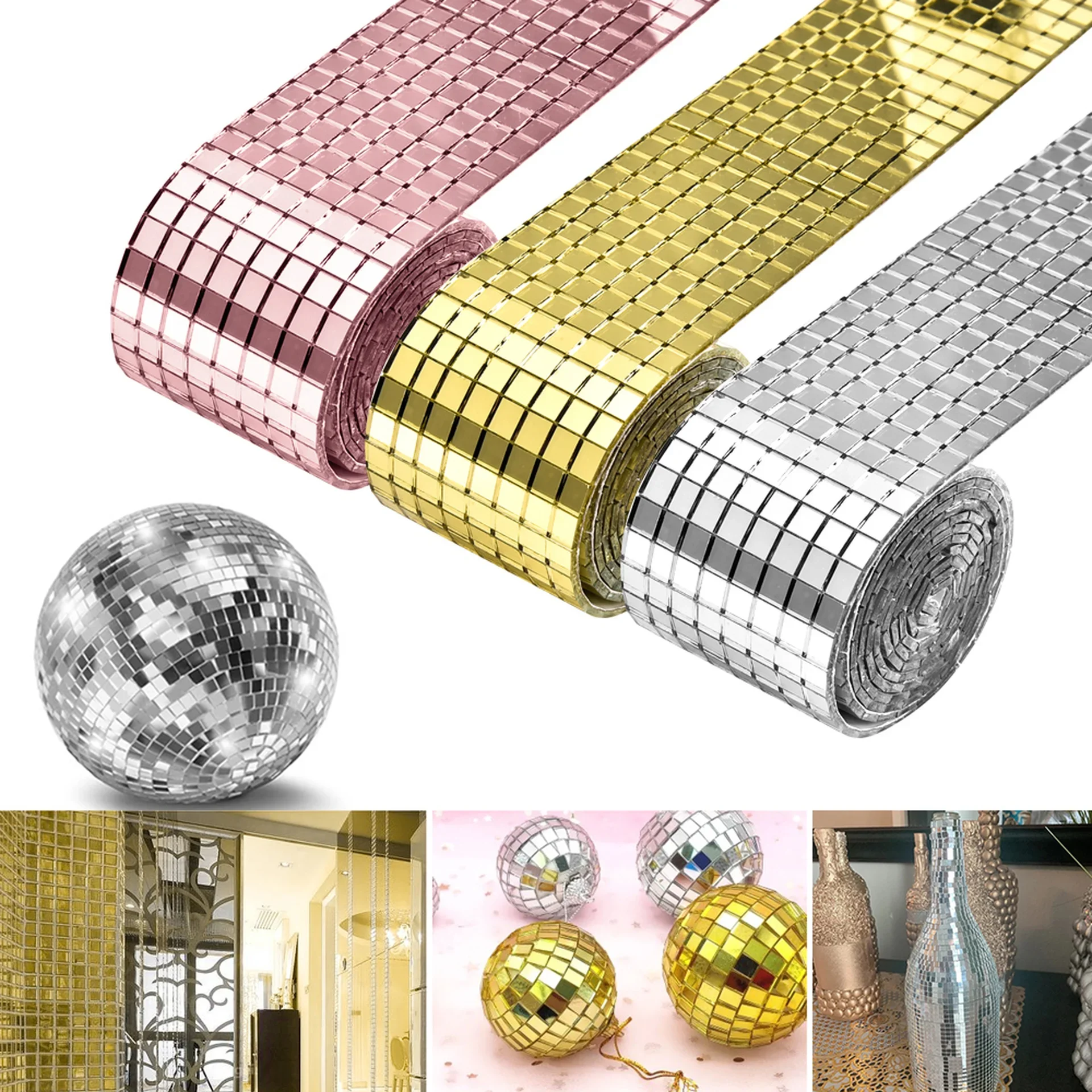 

New Self-adhesive Mirror Mosaic Tiles Stickers Mini Square Mirror Tape DIY Craft Decoration Reflective Glass Tiles Home Decor