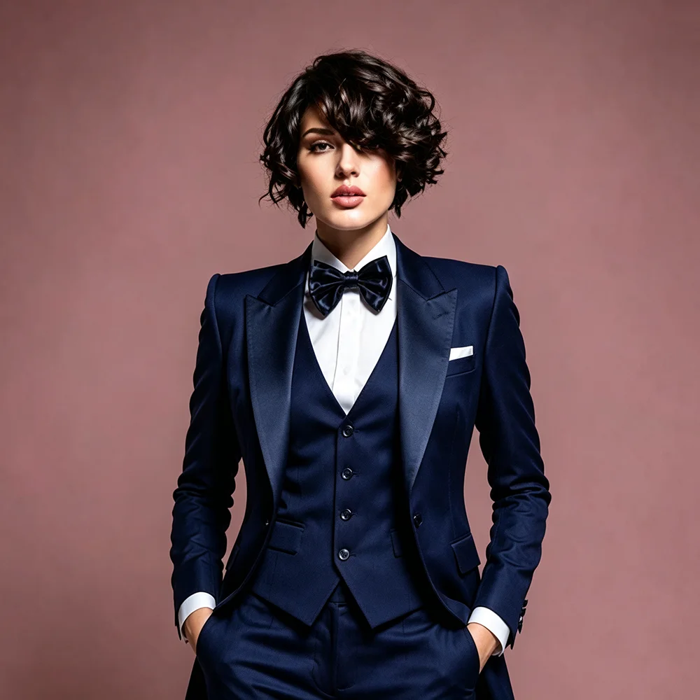 Luxury Smart Casual Female Blazer Set Women Chic Peak Lapel 3 Piece Jacket Vest Pants 2026 Women Lady Commute Party Outfits