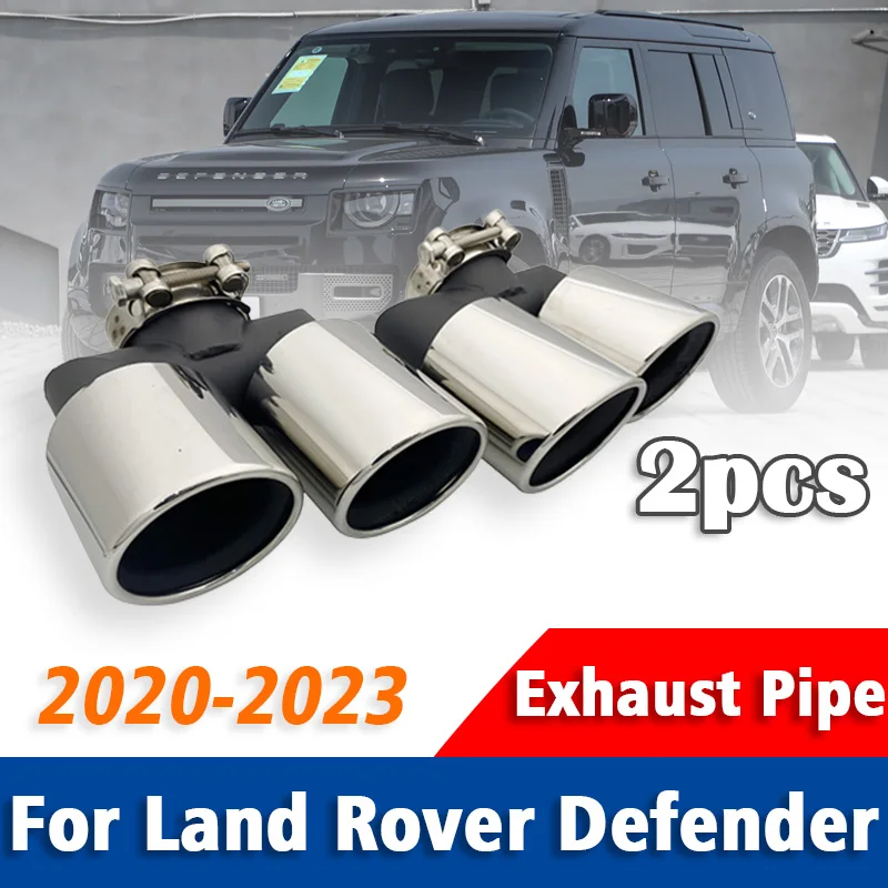 2pcs Four Out Stainless Steel Exhaust Pipe Muffler For Land Rover Defender 2020-2023 Muffler Tail Throat Liner Pipe Accessories