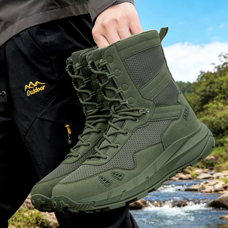 Large Size 47 Outdoor Boots for Men Quality Breathable Men's Tactical Boots Non-slip High-top Trekking Sneakers Men Hiking Boots
