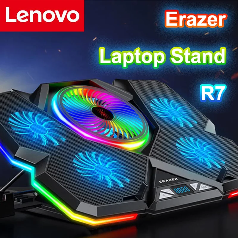 

Lenovo ERAZER Laptop Cooling Bracket Radiator Stand R7 Five Core Air Channel High Speed Silent 4 Kinds of Bright Light Effect