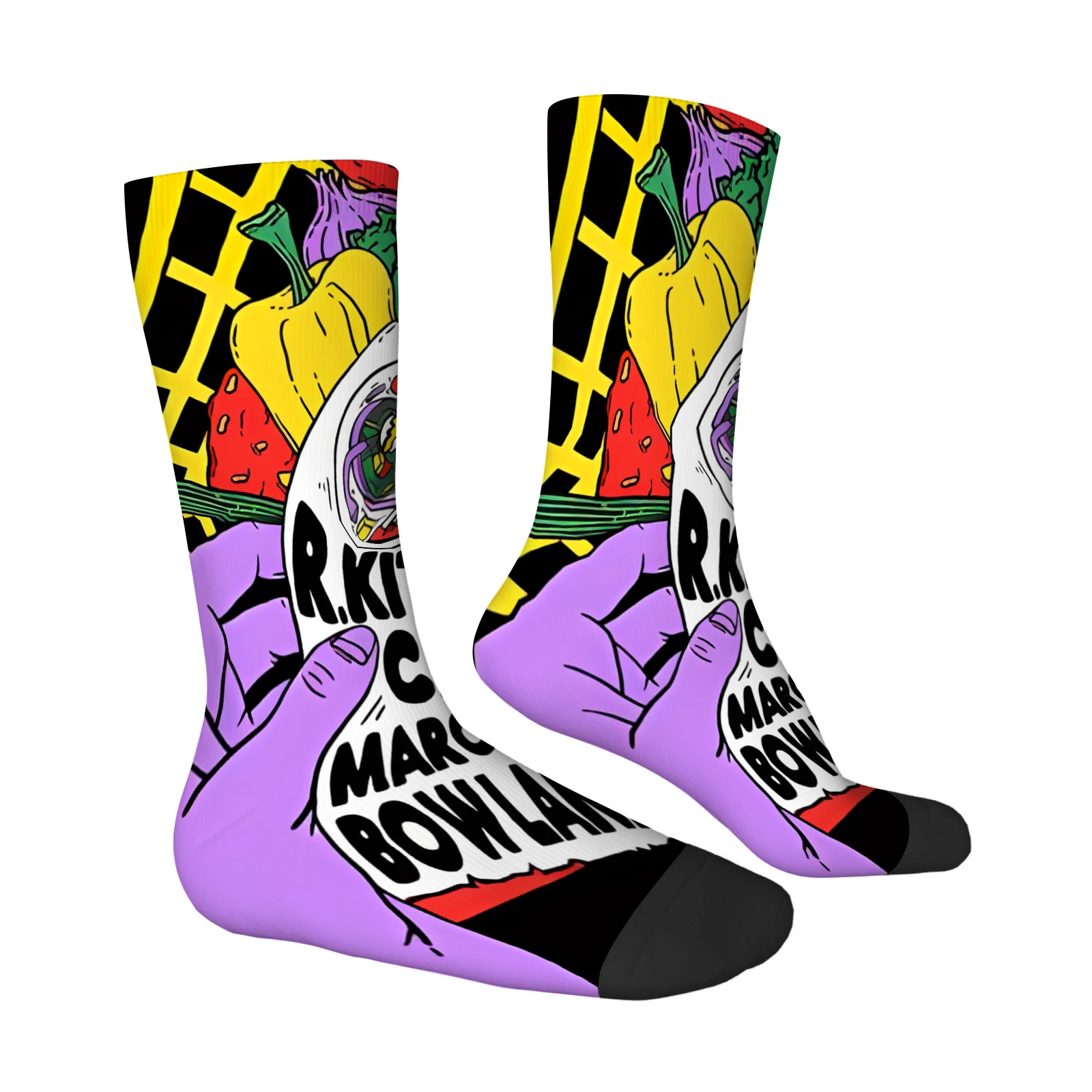 1 pair of Men's colorful building block pattern mid-calf socks, novelty/casual hats, comfortable polyester fiber.