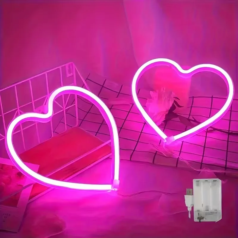 Valentine\'s Day Gift Heart Shape Neon Sign USB Love LED Light Sign Birthday Mother\'s Day Wedding Lover Party Gift Night Light