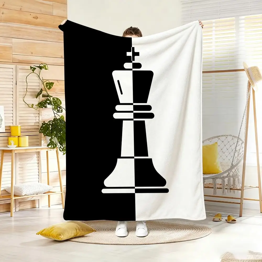 Art style C-Chess DualityS Throw Lightweight  Flannel Blanket Soft Skin-friendly for Summer Cooling