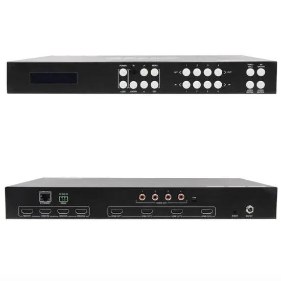 In stock In stock4X4 HDMI2.0 Matrix with 2*2 Video Wall Support Audio DE-embed Controller  RS232 IP Control hdmi matrix Switch