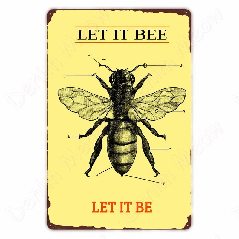 Bee Kind Lustiges Retro-Poster, Bee Happy Vintage Metallschild, Wanddekoration für Zuhause und Außenbereich, Honigbienen-Imker, Slogans-Kunst, Weißblech – Detail 4