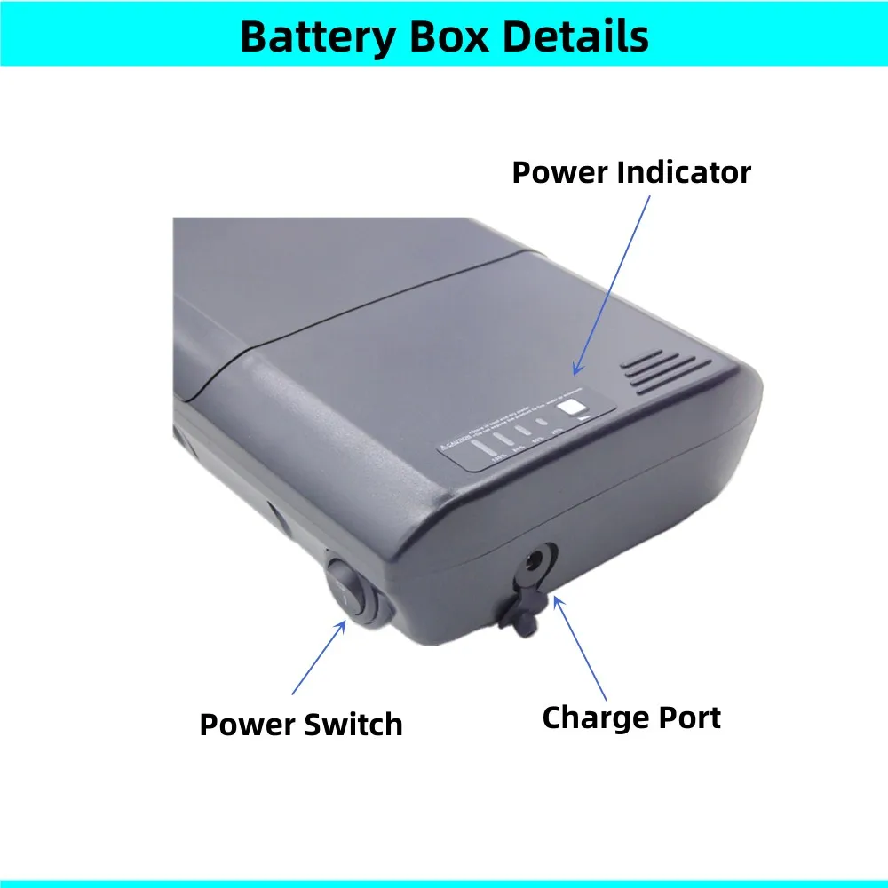 Rear Rack Carrier City Bike Ebike Battery Box 24v 36v 48V 40 pcs 18650 Cells Ansmann E-bike Battery Box Replace Repair