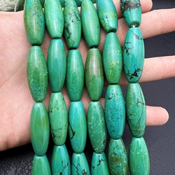 13x35MM 11PCS  Large Natural Green Turquoises Rice Barrel Nugget Focus Beads For DIY Jewelry Making  MY240515