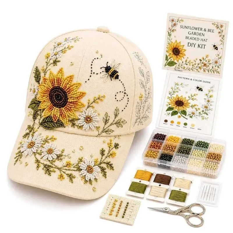 652F Wearable DIY Baseball Hat Set with Decorative Trim Materials, Polyester Cap Base, and Craft Use for Gift Giving