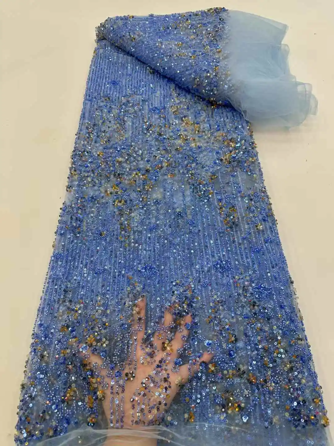 アフリカナイジェリアビーズフレンチメッシュレーススパンコール高品質 2025 刺繍レーススパンコールレースのウェディングドレスの女性