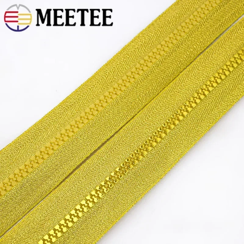 2/5Pcs Meetee 60cm 5# Gold Silver Open-end Resin Zipper for Sewing Coat Down Jacket Bag Zippers DIY Tailor Accessories ZA407