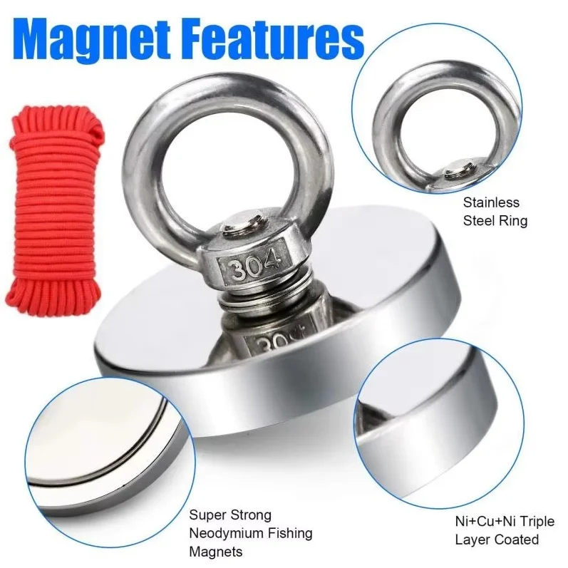 2Pcs Super Magnet Strong Super Powerful Neodymium Magnets N52 Magnetic Fishing Magneat Magnetti Neomidium Imans Search Hook