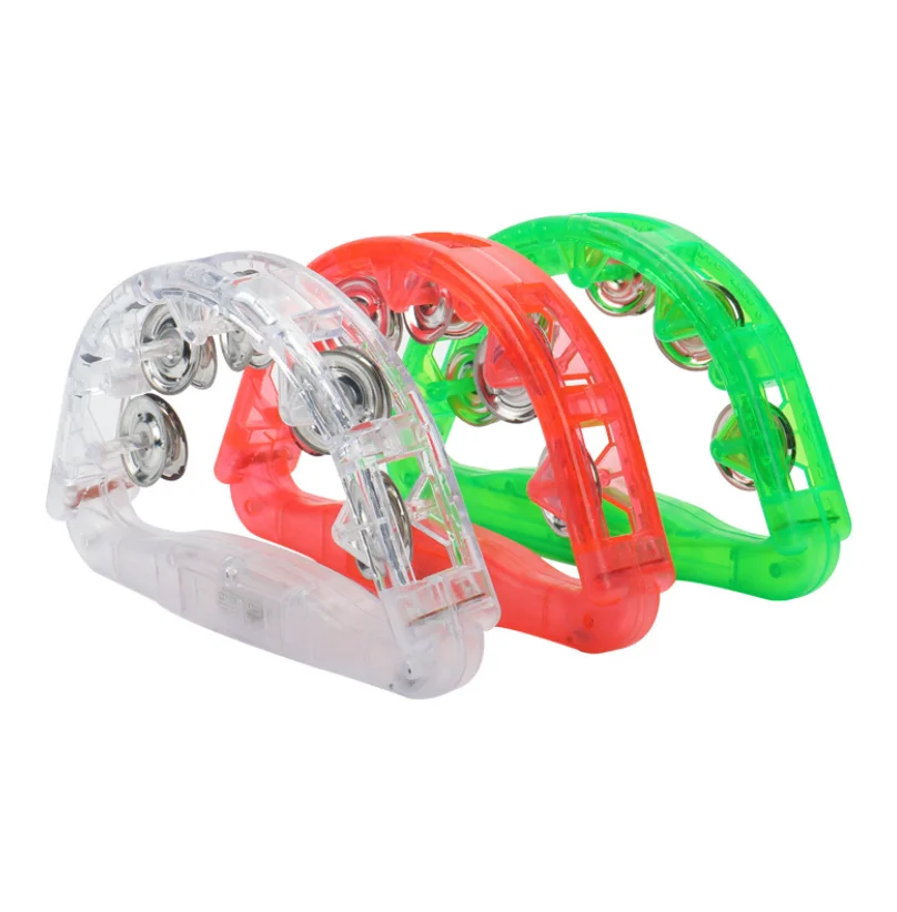 

50pcs LED Light up Tambourine Musical Flash Tambourines Noise Maker Wedding Birthday Concert Party Favors Atmosphere Prop