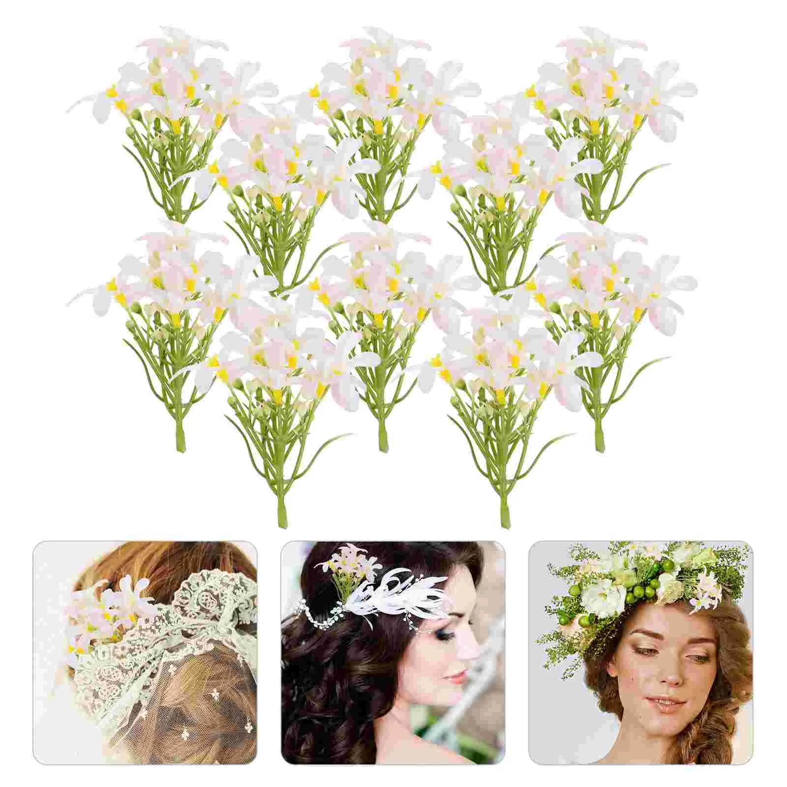 10 Stück künstliche Lilienblüten-Schnur, hawaiianische Blumen für Haare, künstlicher Blumenstrauß, Materialpaket, DIY-Seide, gefälschte Lillies