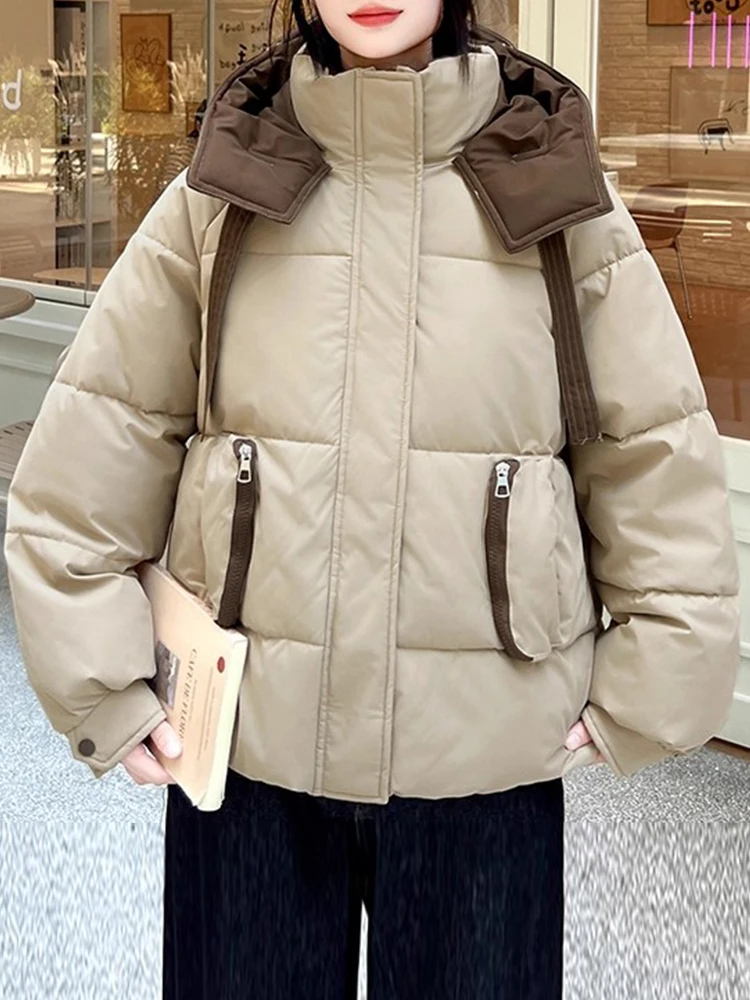 

Свободная утепленная куртка-пуховик для женщин, хлопковое пальто в корейском студенческом стиле, модная зимняя одежда больших размеров