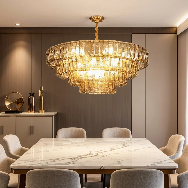 Luxury French Vintage Crystal Chandelier, Modern Murano Glass Flush Mount Ceiling Light for Bedroom Dining Room Hotel Decor