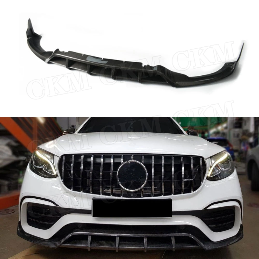 

CKMUUER Carbon Fiber Front Bumper Lip Spoiler for Benz GLC Class Coupe W253 GLC63 Original Bumper 2016 - 2019 FRP