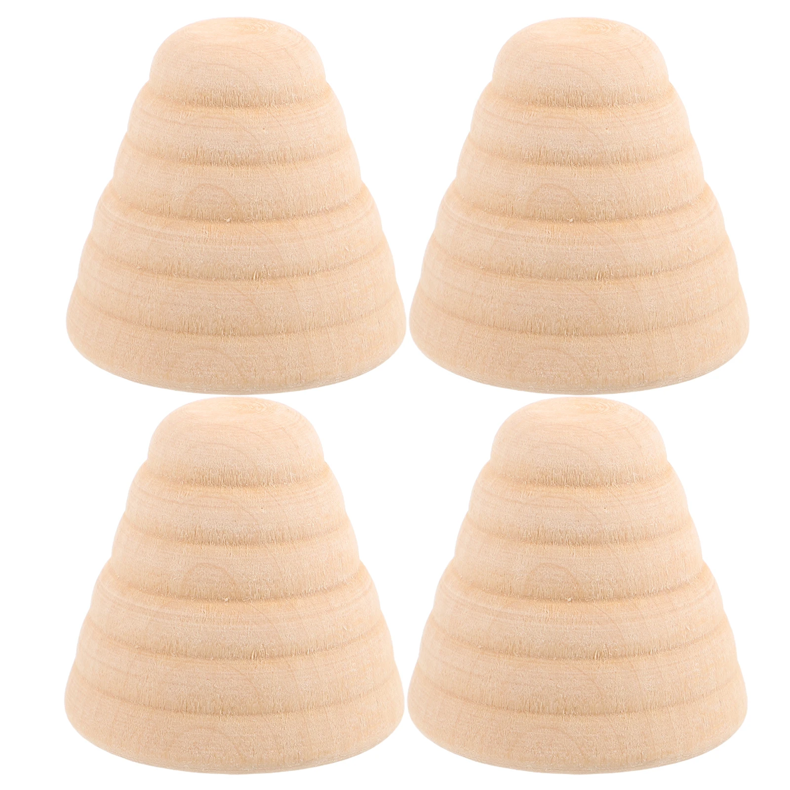 

4 Pcs Beehive Decorations Lifelike Wood DIY Home Sculpture Wooden Honeycomb Miniature Christmas