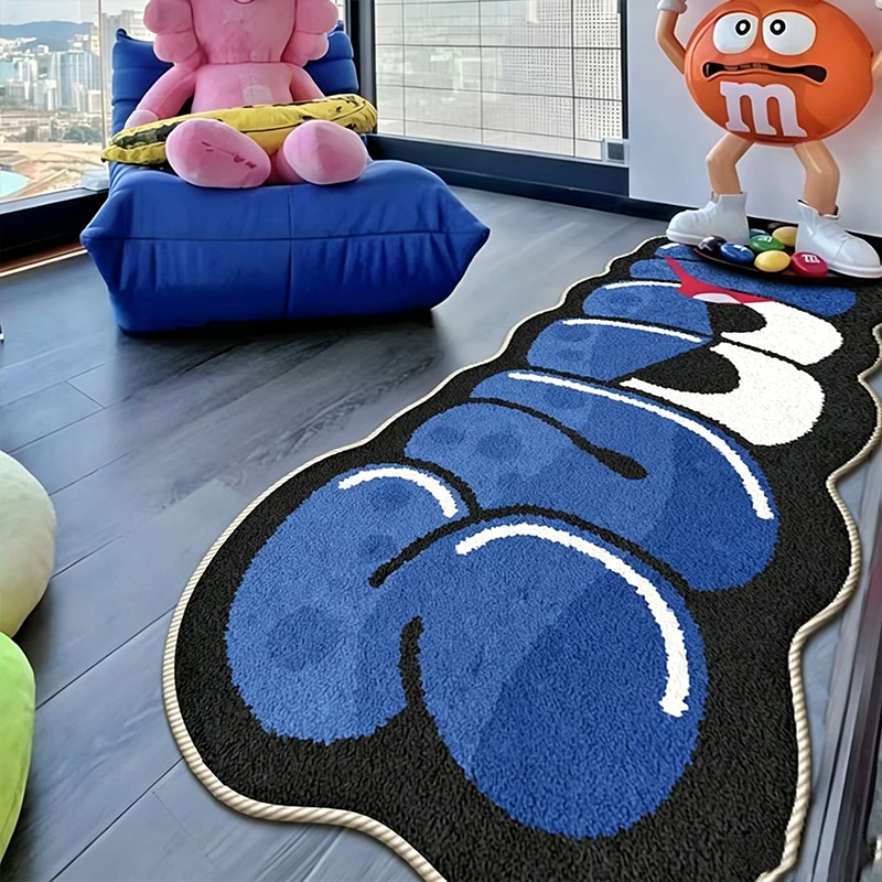 Living Room Carpet Soft Imitation Cashmere Comfortable Rug Trendy Letter Rugs Bedroom Fluffy Plush Bedside Home Decor Floor Mat