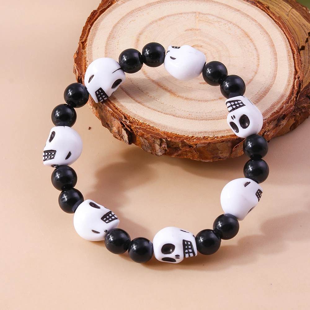 Aihua Punk Halloween Schädel Kürbis Armbänder für Frauen Männer Hip Hop Perlen Armbänder & Armreifen Halloween Schmuck Geschenke – Detail 15