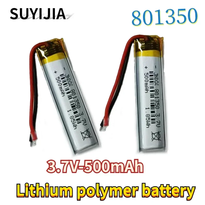 801350 Rechargeable Polymer Lithium Battery 3.7V 500mAh Suitable for Small Fan Electric Toothbrush Bluetooth Headset GPS