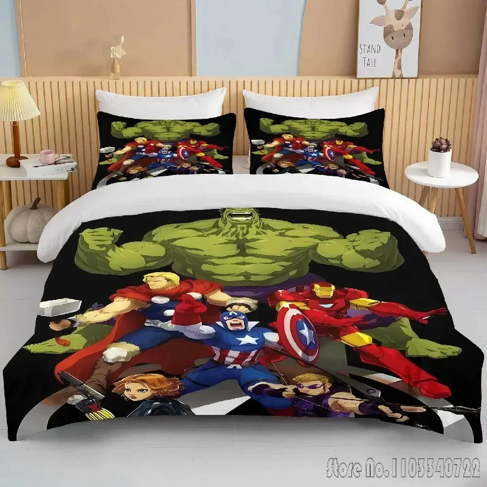 Juego de cama con estampado de Marvell Heroes Avengers, funda nórdica, colcha de Anime, regalo de cumpleaños para niños y adultos, juego de cama tamaño King