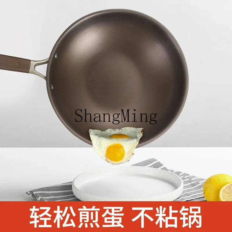 

CLL factory direct supply titanium pan, titanium non-stick pan, uncoated wok, household stainless steel flat bottom wok