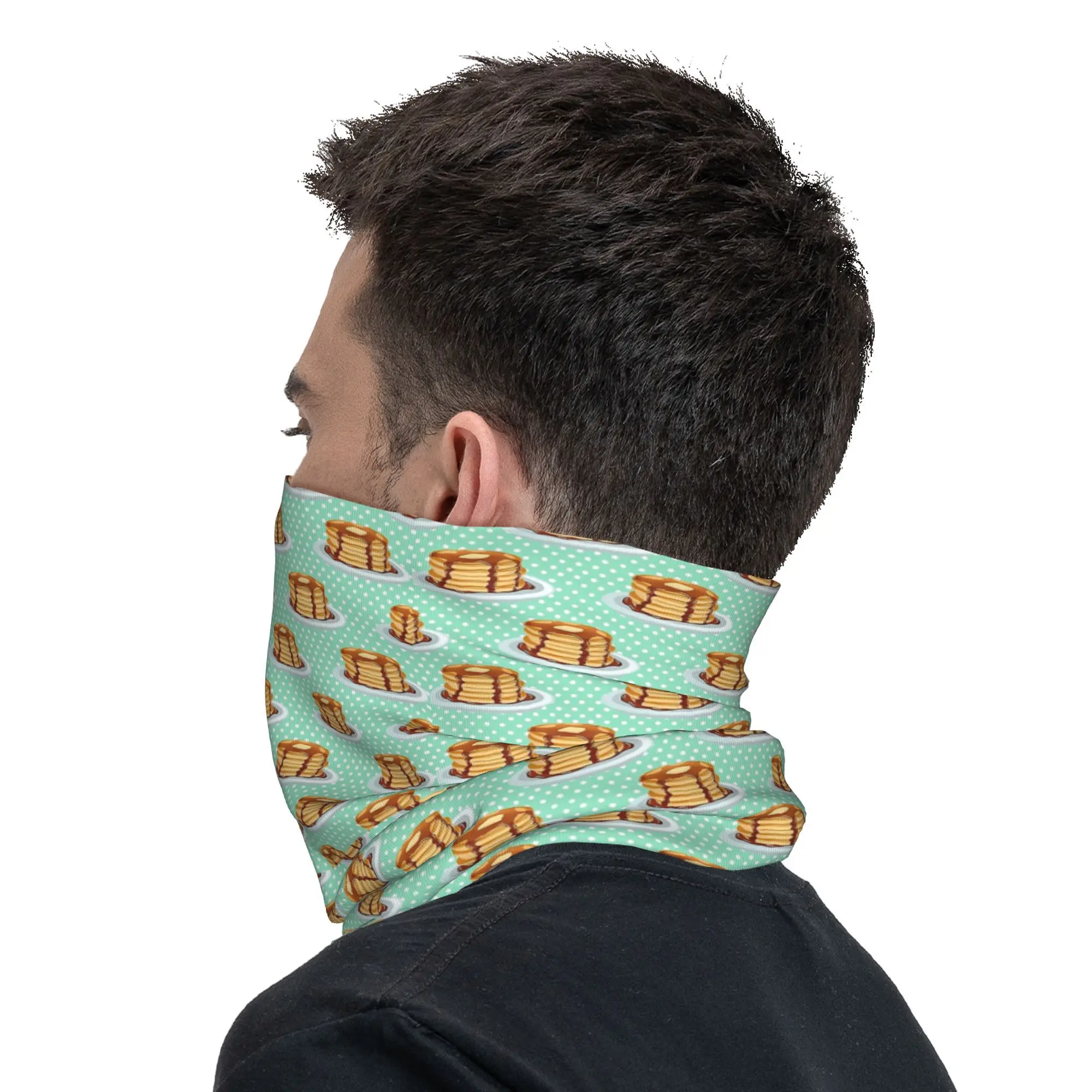الفطائر مع شراب القيقب نمط باندانا غطاء الرقبة المطبوعة وشاح الوجه متعدد الاستخدام عقال الجري للجنسين الكبار قابل للغسل