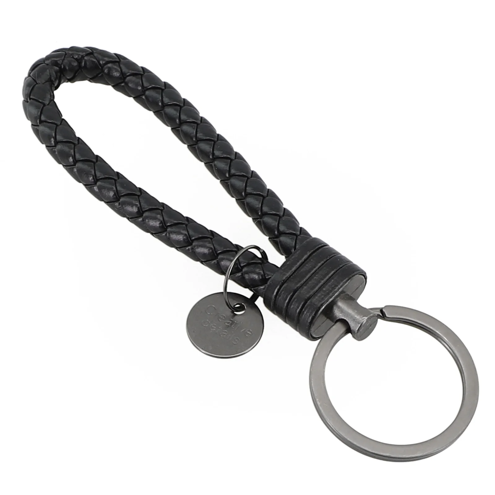 

2023 PU Leather Braided Woven Rope Keychain DIY Bag Pendant Key Chain Holder Key Car Trinket Keyring For Small Backpacks Keys