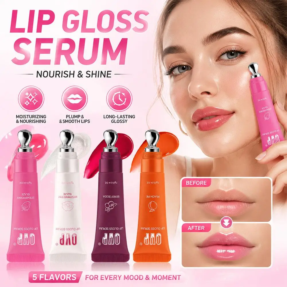Lip Serum Moisturizing Hydrating Long Lasting Non-sticky Transfer Resistant Rollerball Lip Gloss Improve Natural Lip Tone