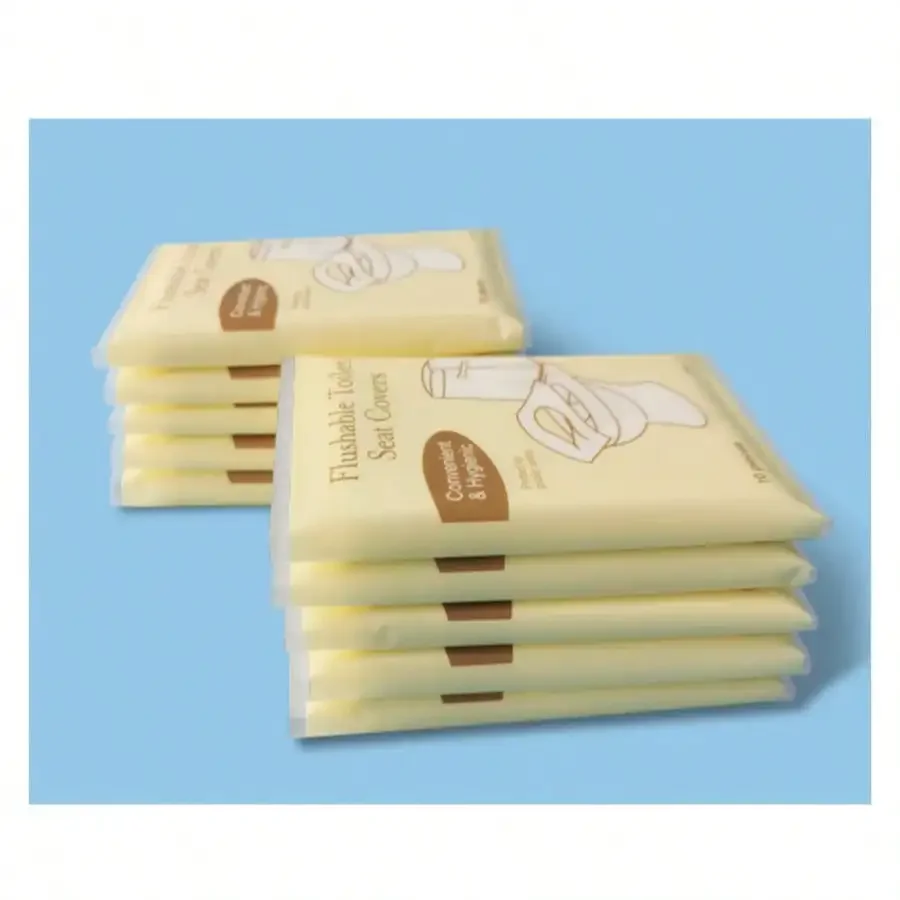 

Одноразовые смываемые накладки на унитаз - 10 штук в упаковке | Бумажные чехлы для сидений, пригодные для утилизации в унитазе | Изготовлено из древесной массы | Портативный карманный набор