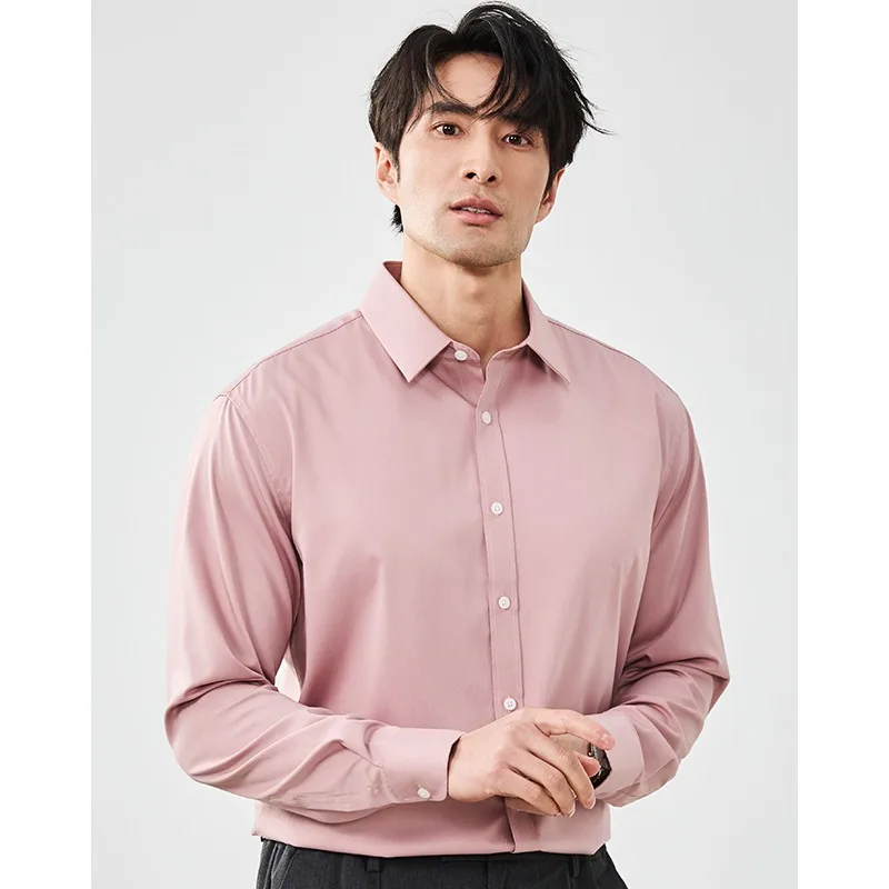 Men's Premium Mulberry Silk & Bamboo Fiber Shirt - Soft, Breathable & Wrinkle-Resistant Business Dress Shirt for All Seasons