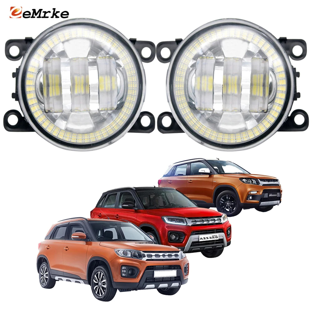 

2X LED Car Fog Lamp Assembly for Suzuki Vitara Brezza YF 2016 2017 2018 2019 2020 2021 2022 Angel Eyes Halo DRL Driving Light