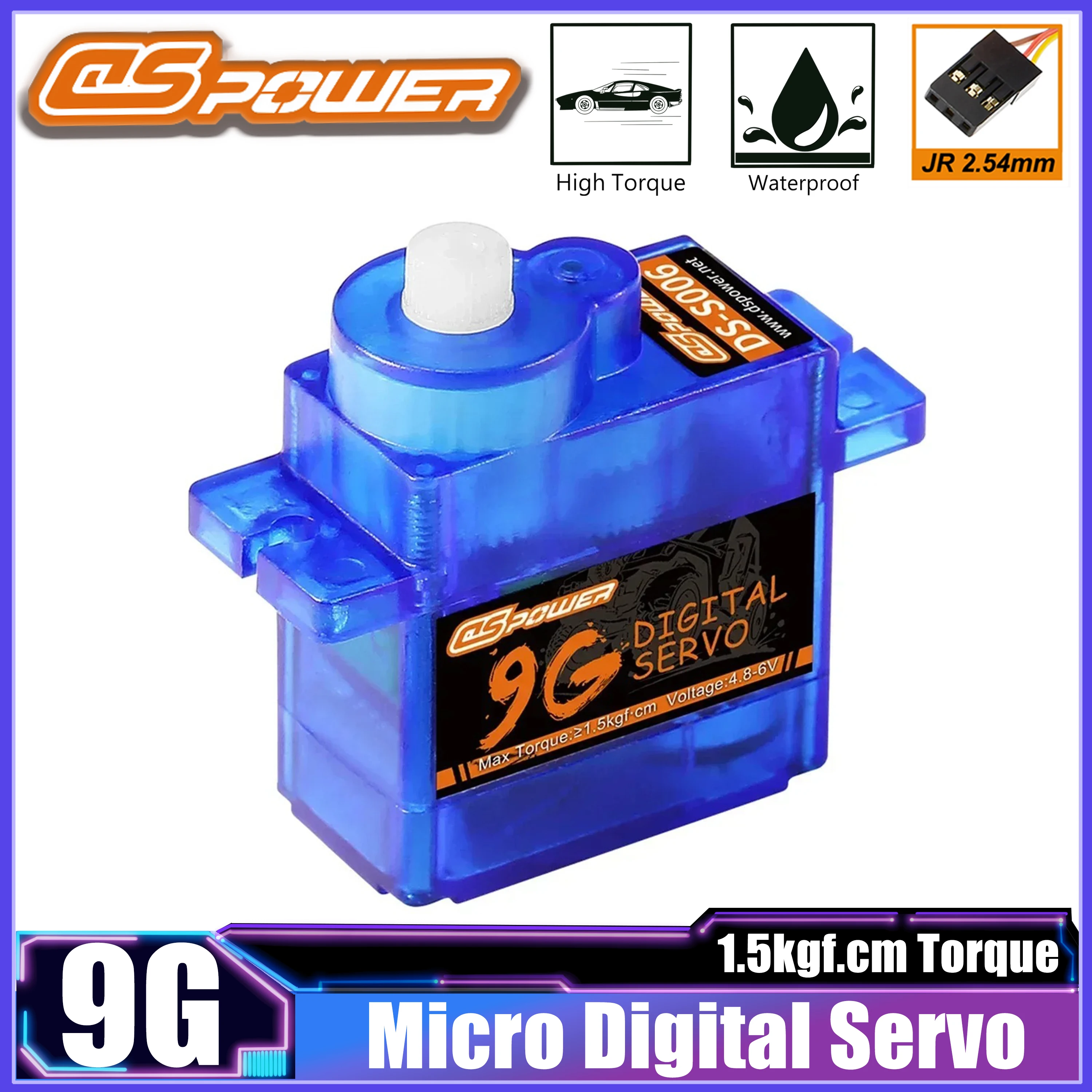 DSpower 9G Waterproof Digital Plastic Gear Servo 1.5kg Torque JR Plug for RC Car FPV Racing Crawler Robot Aircraft Wltoys Axial
