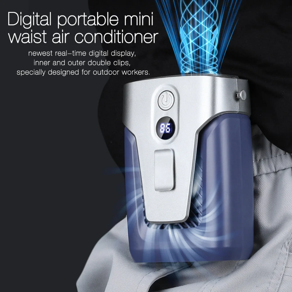 Przenośny, wiszący wentylator na talię, ładowany przez USB, przenośny, osobisty wentylator na szyję z mini łopatką wentylatora sportowego na zewnątrz o pojemności 12000 mAh