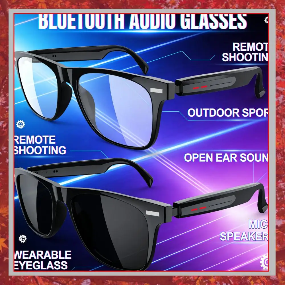 

Camera Glasses Remote Shooting Outdoor Sport Glasses with Camera Open Ear Sound Mic & Speakers Wearable Eyeglass for Men & Woman