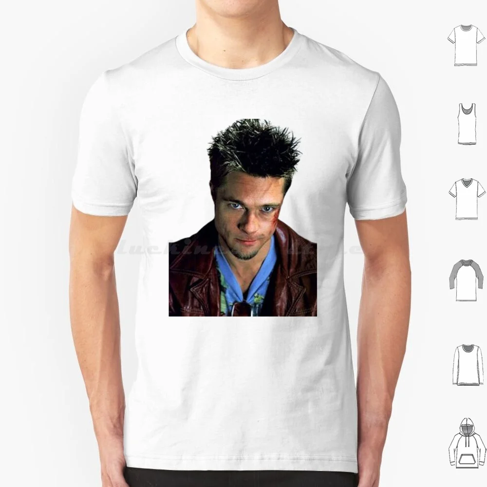 Fight Club Tyler Durden / Brad Pitt T Shirt Big Size 100% Cotton Fight Club Tyler Durden Club Fight Brad Pitt Movie Durden Film